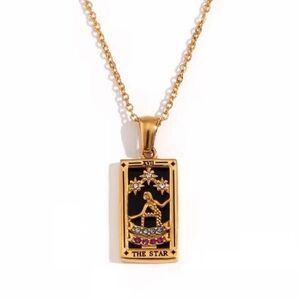 The Star Tarot Card 18k Gold Necklace,Personalized Handcrafted Astrology Jewelry